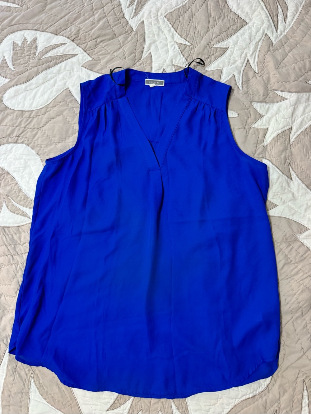 Pleione Cobalt Blue Sleeveless V-Neck Blouse
